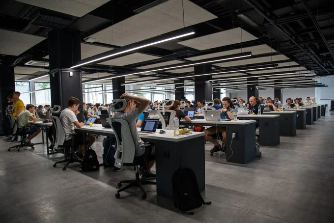 Employees working in a modern