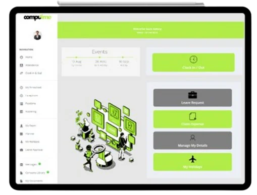 Screenshot of time and attendance software