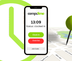 time and attendance app with 'Clock In'