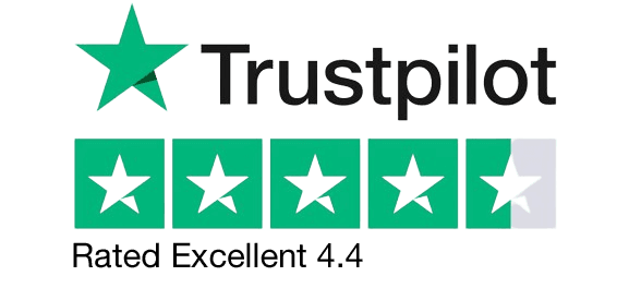 Trustpilot "Rated Excellent" badge with 4.4 out of 5 stars.