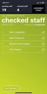 Checked staff fire roll call app