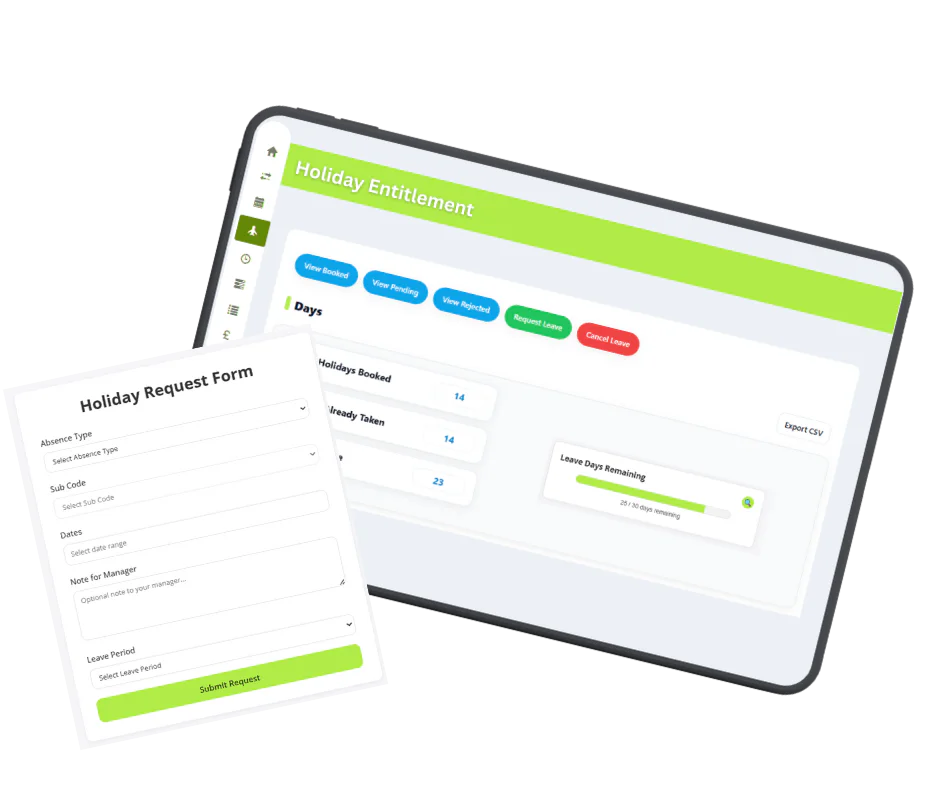 Employee checking holiday entitlement and booking leave through the Computime employee portal