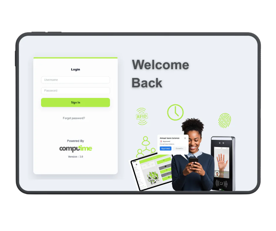 Employee using the Computime employee web portal to view schedules and book holiday