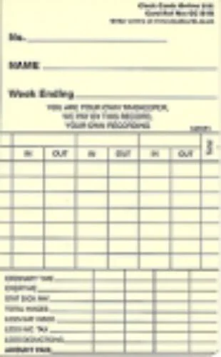 CC101B Weekly Clock Cards, Pack of 1,000